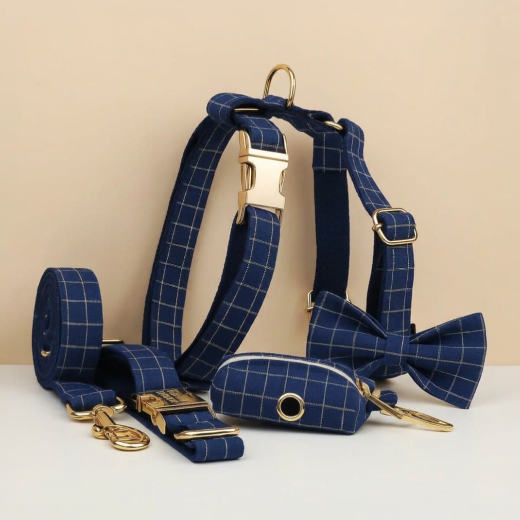 Plaid Dark Blue Set