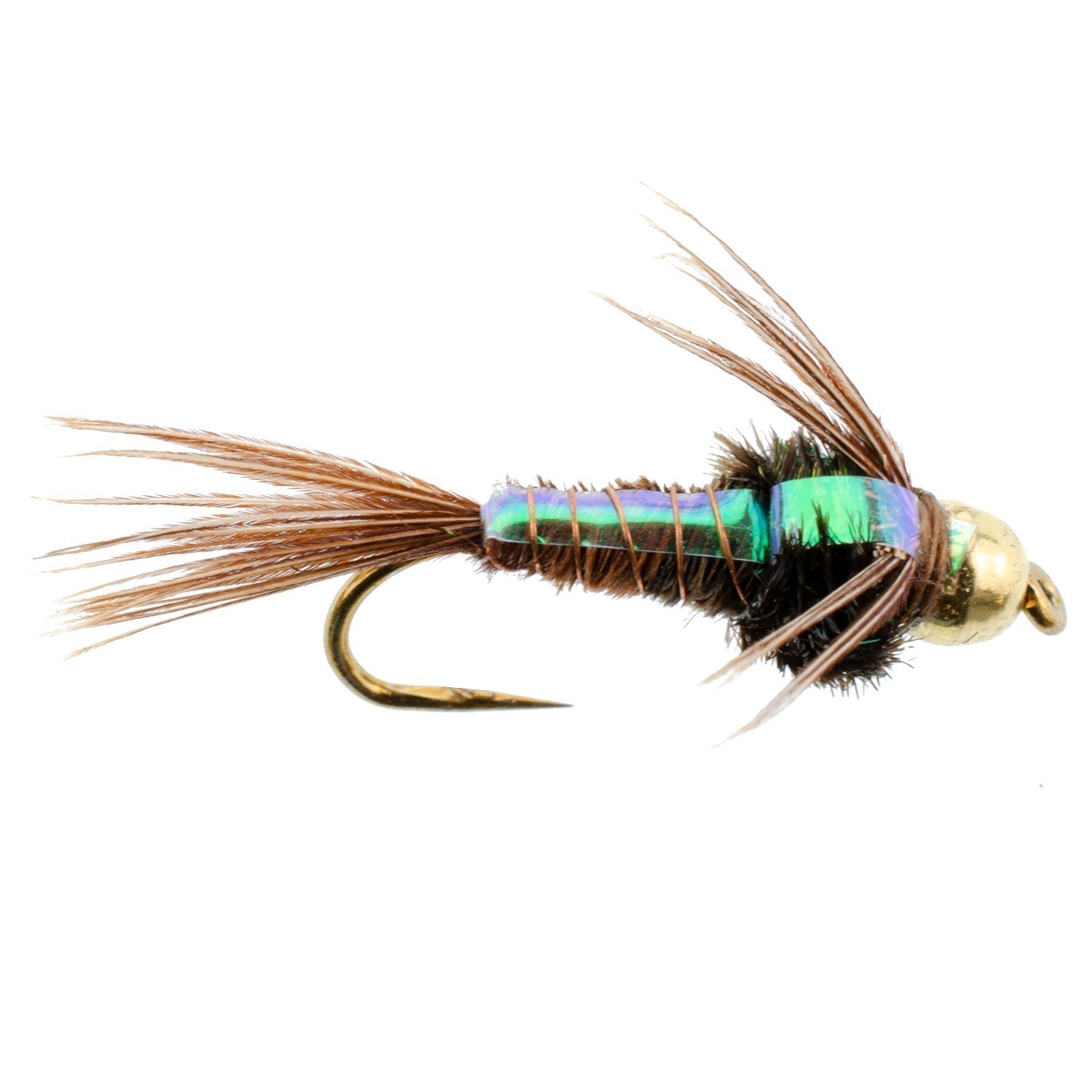 3er-Pack widerhakenlose Bead Head Flashback Pheasant Tail Nymphen Haken Größe 16