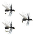 3er-Pack schwarze Pelz-Fliegenameisen-Forellen-Trockenfliege – Hakengröße 18