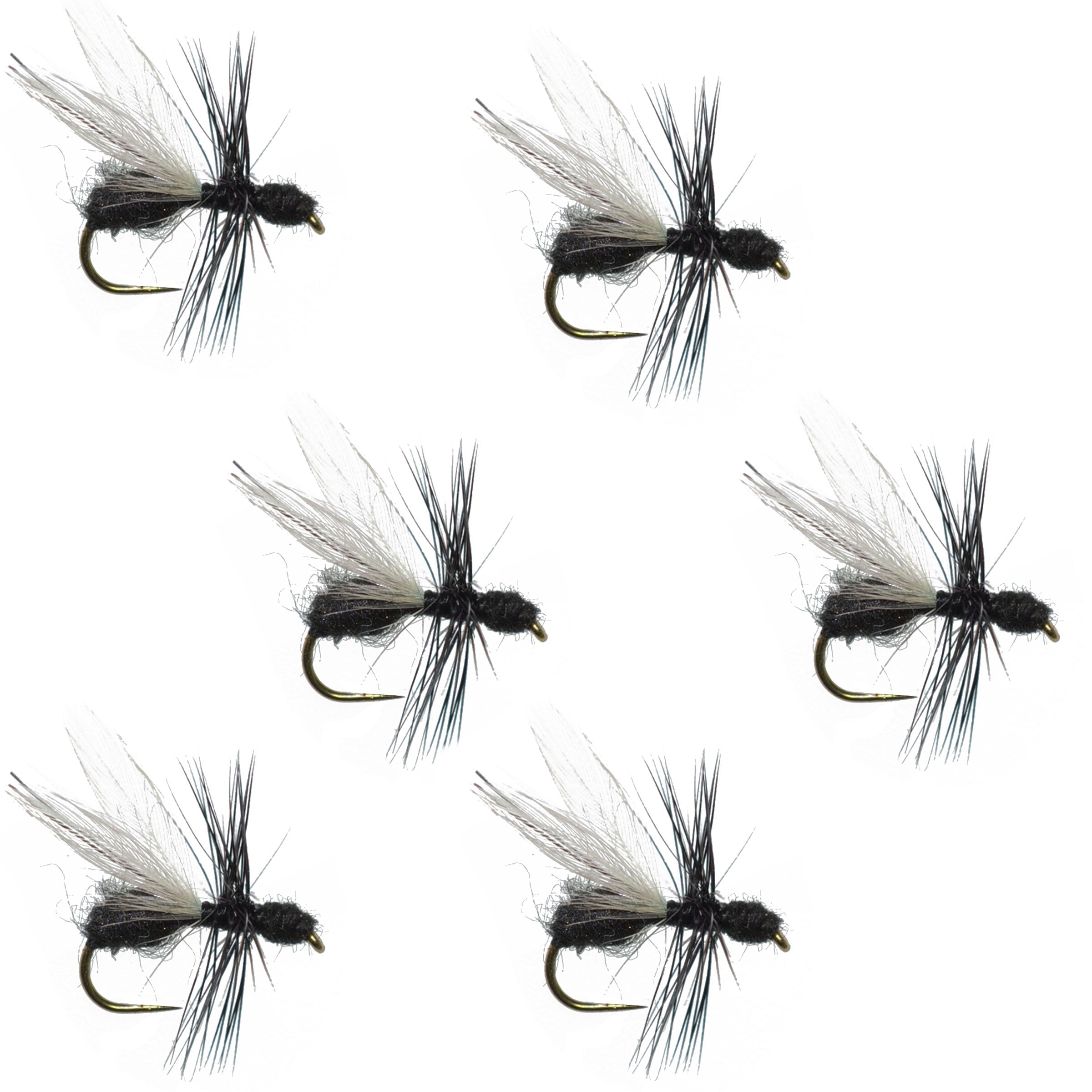 Barbless Black Fur Flying Ant Terrestrial Trout Dry Fly - 6 Flies Hook Size 14