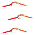 3er-Pack San Juan Bead Head Power Worm Halbbraun Halbroter V-Rib - Hakengröße 12