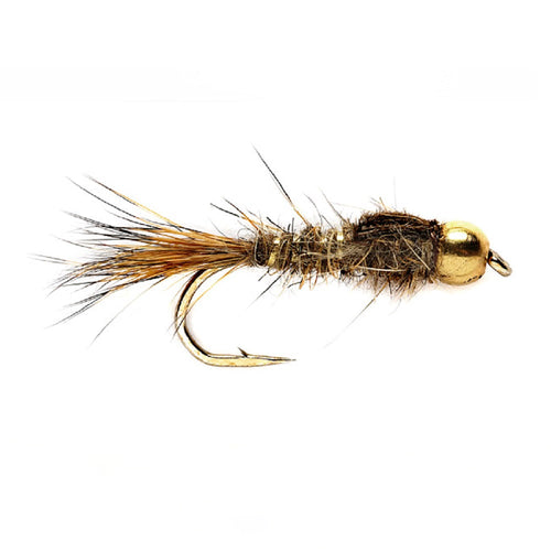 3er-Pack Bead Head Gold Ribbed Hare's Ear Nymphen Fliegen Angelhaken Größe 16