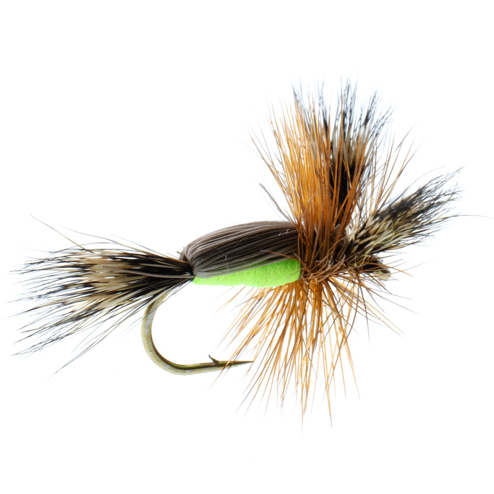 3 Pack Chartreuse Humpy Classic Hair Wing Dry Fly - Hook Size 10