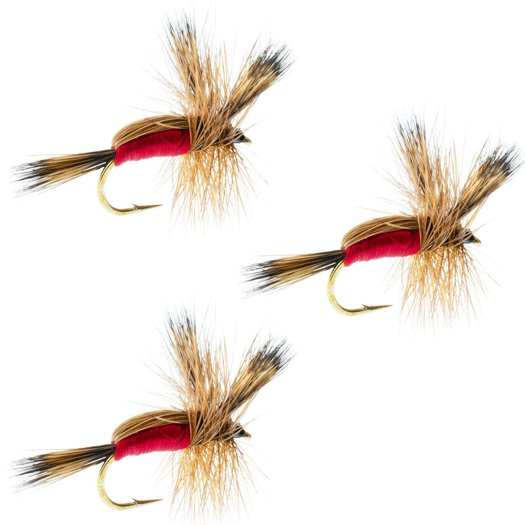 3er-Pack Red Humpy Classic Hair Wing Trockenfliege – Hakengröße 12