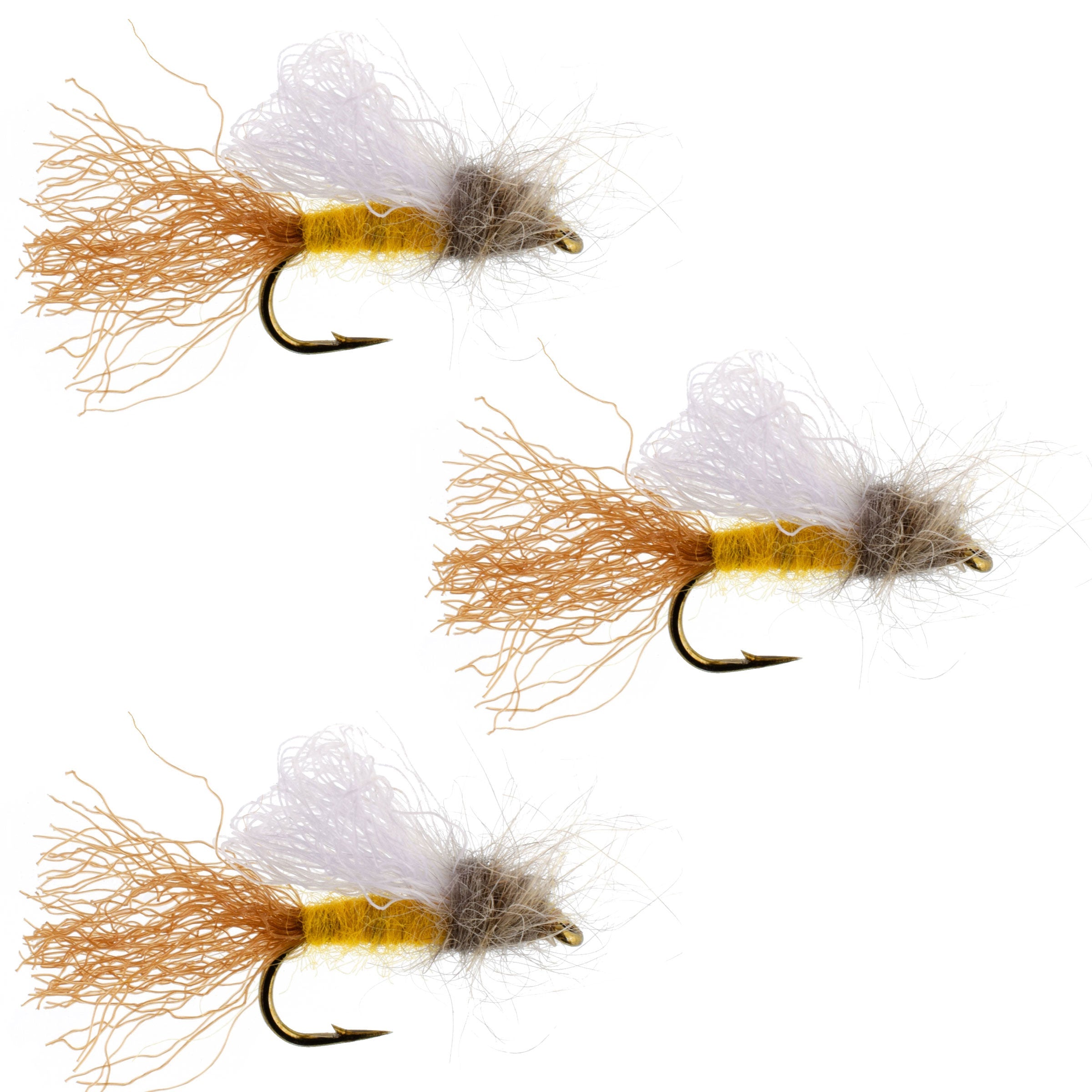 3er-Pack Amber Iris Caddis Emerger Caddis Bachforellen Trockenfliege – Hakengröße 14