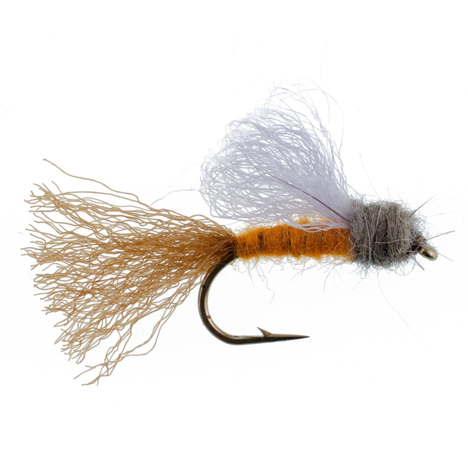 Orange Iris Oktober Köcherfliegen-Emerger Trockenfliege - 6 Fliegen Hakengröße 8