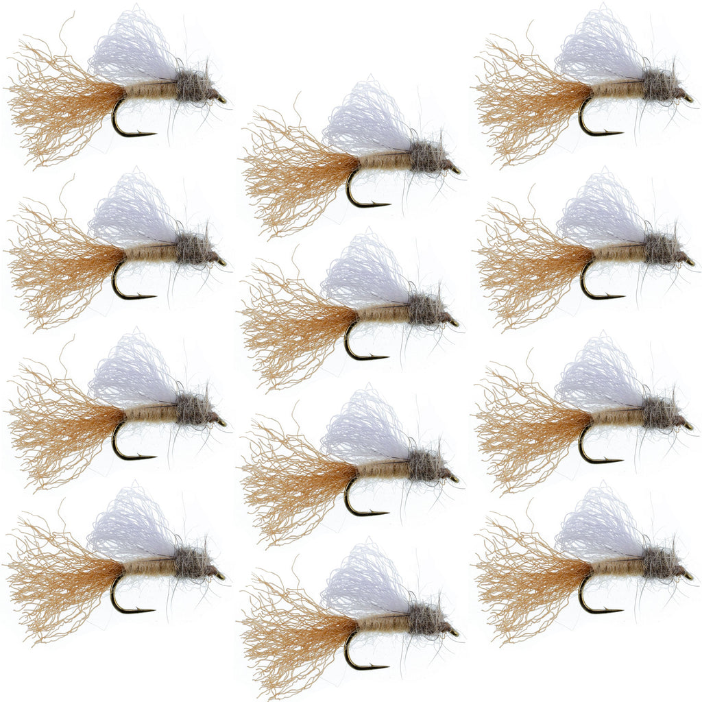 Tan Iris Caddis Emerger Caddis Forellen-Trockenfliege – 12 Fliegen Hakengröße 16