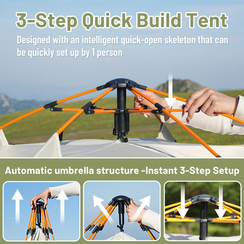 3-4 Personen Instant Pop Up Campingzelt Wasserdicht Schneller Aufbau Outdoor Tragbar