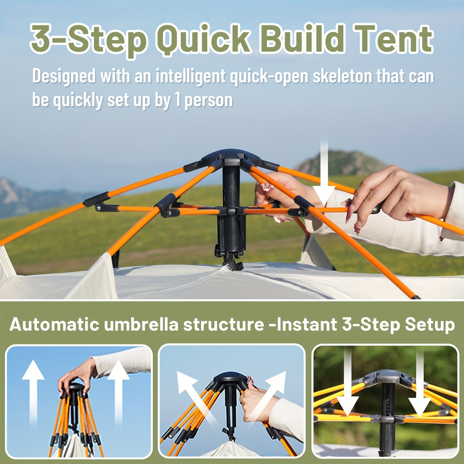 3-4 Personen Instant Pop Up Campingzelt Wasserdicht Schneller Aufbau Outdoor Tragbar