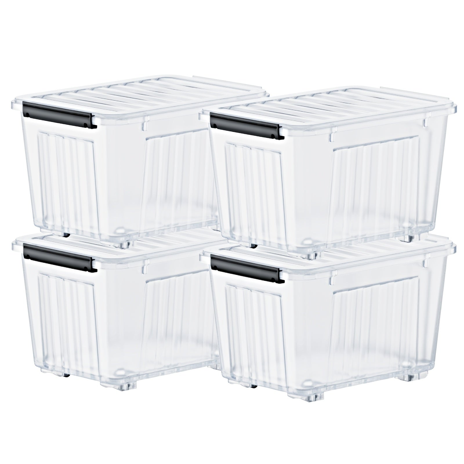 72/97QT Aufbewahrungsbox mit Rollen & Deckel – Stapelbarer Hochleistungs-Organizer 4er-/6er-Pack