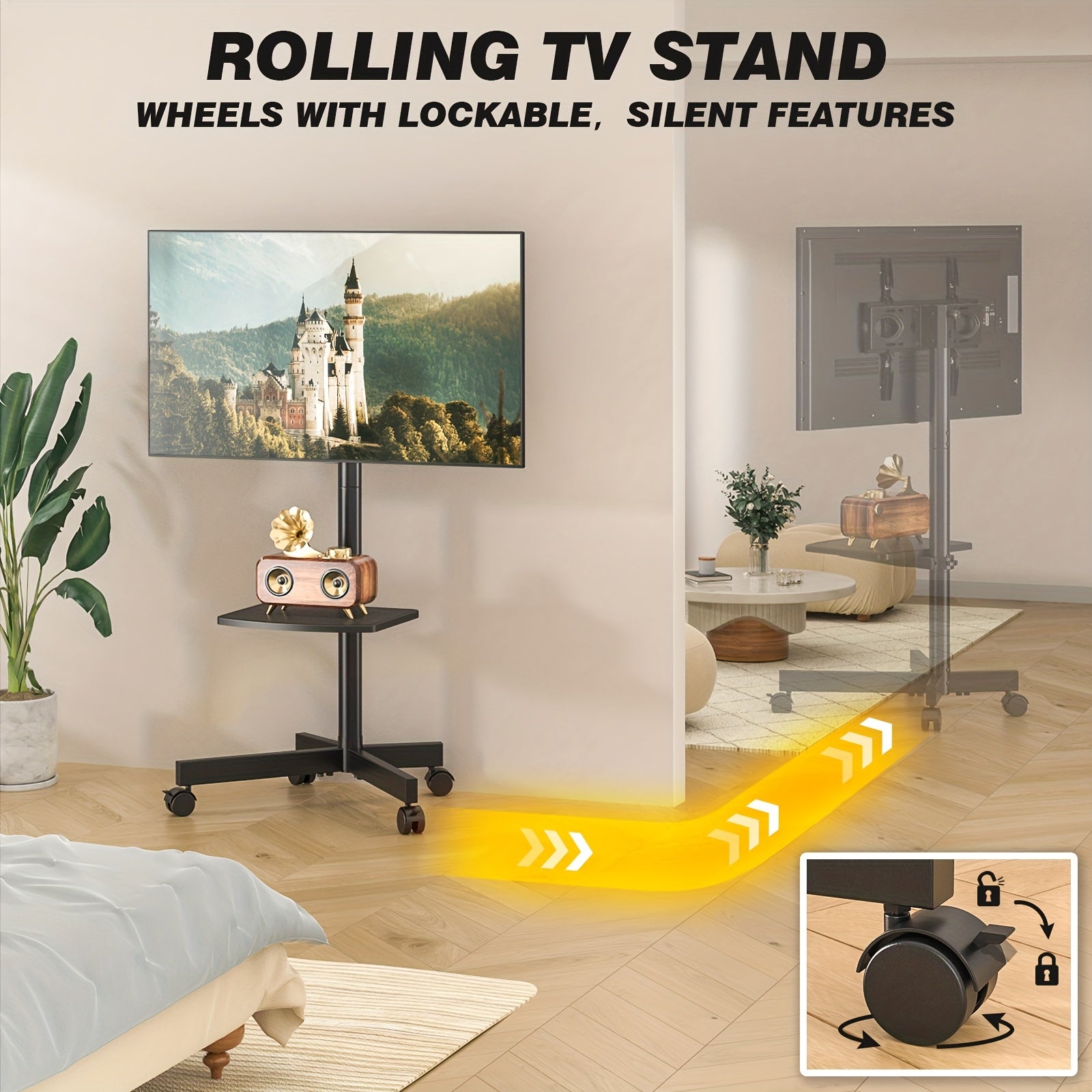 Mobiler TV-Rollwagen 23-60 Zoll TV-Ständer mit Ablage VESA 400x400 40 kg