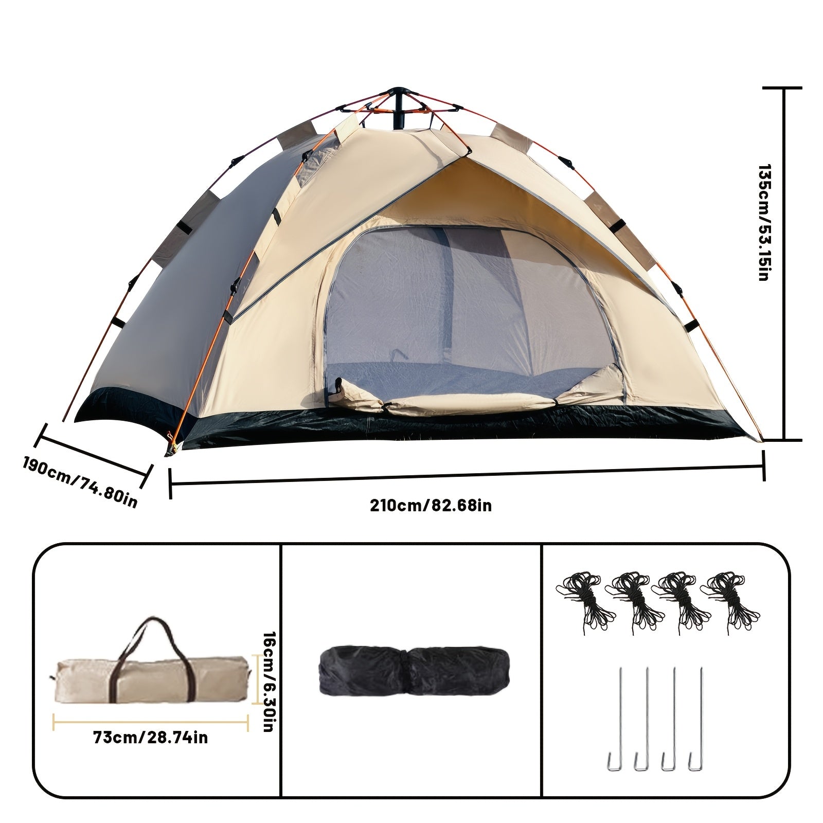 3-4 Personen Instant Pop Up Campingzelt Wasserdicht Schneller Aufbau Outdoor Tragbar