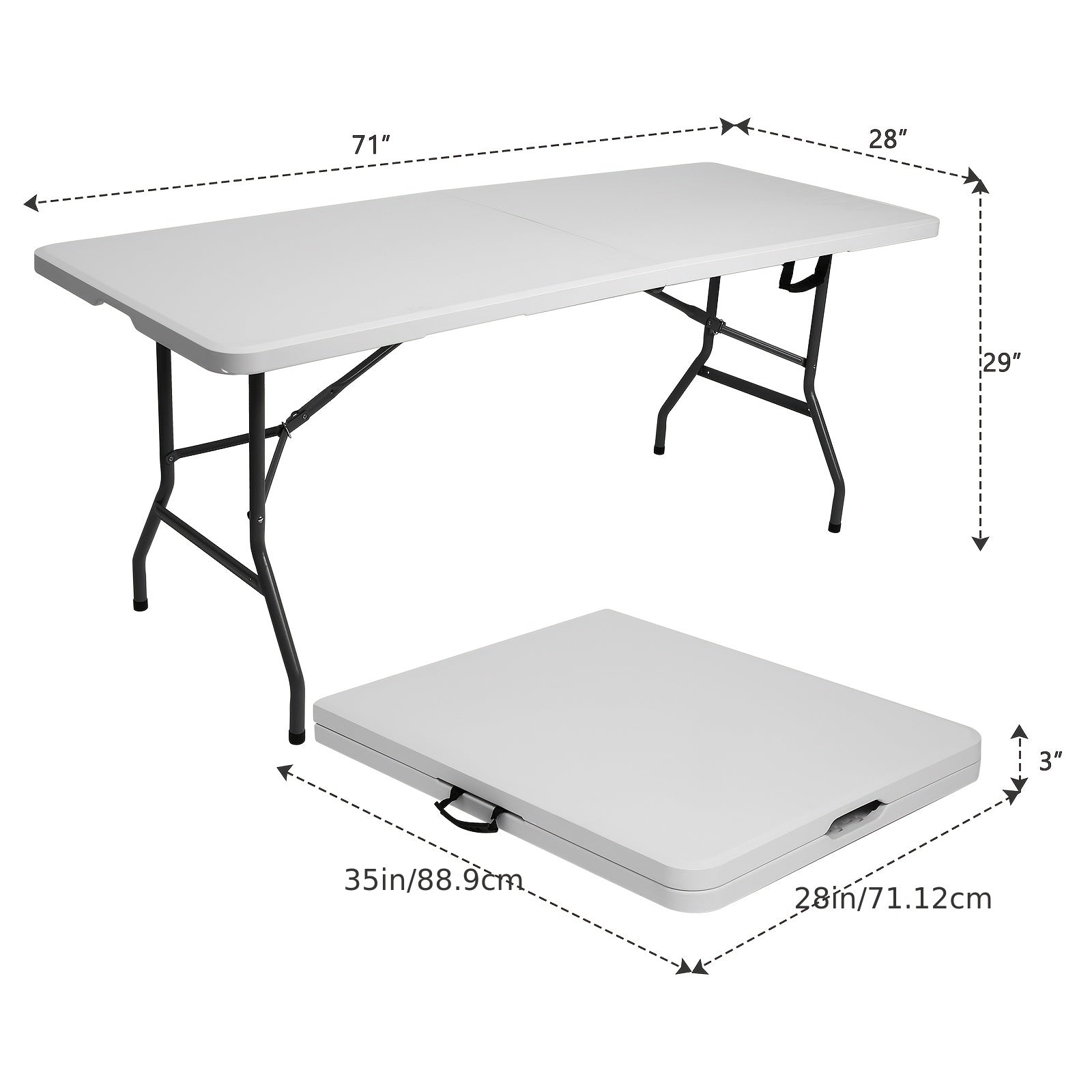 4ft/6ft Klappbarer Campingtisch aus Kunststoff – für Drinnen & Draußen