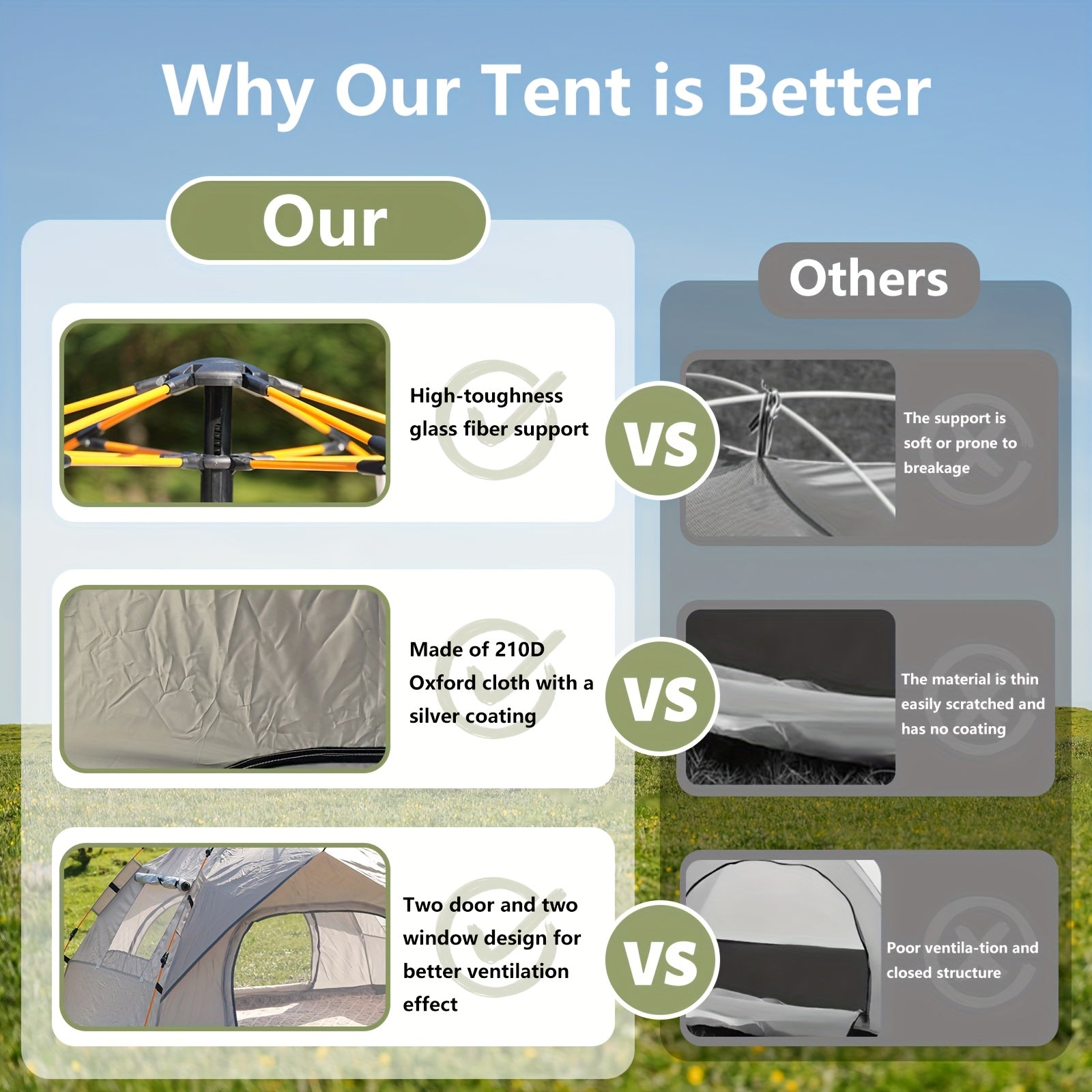 3-4 Personen Instant Pop Up Campingzelt Wasserdicht Schneller Aufbau Outdoor Tragbar