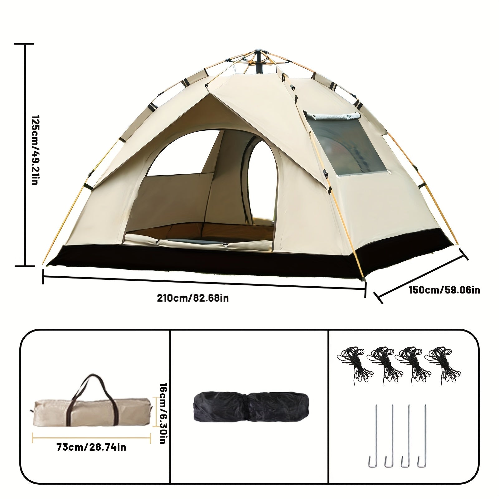 3-4 Personen Instant Pop Up Campingzelt Wasserdicht Schneller Aufbau Outdoor Tragbar