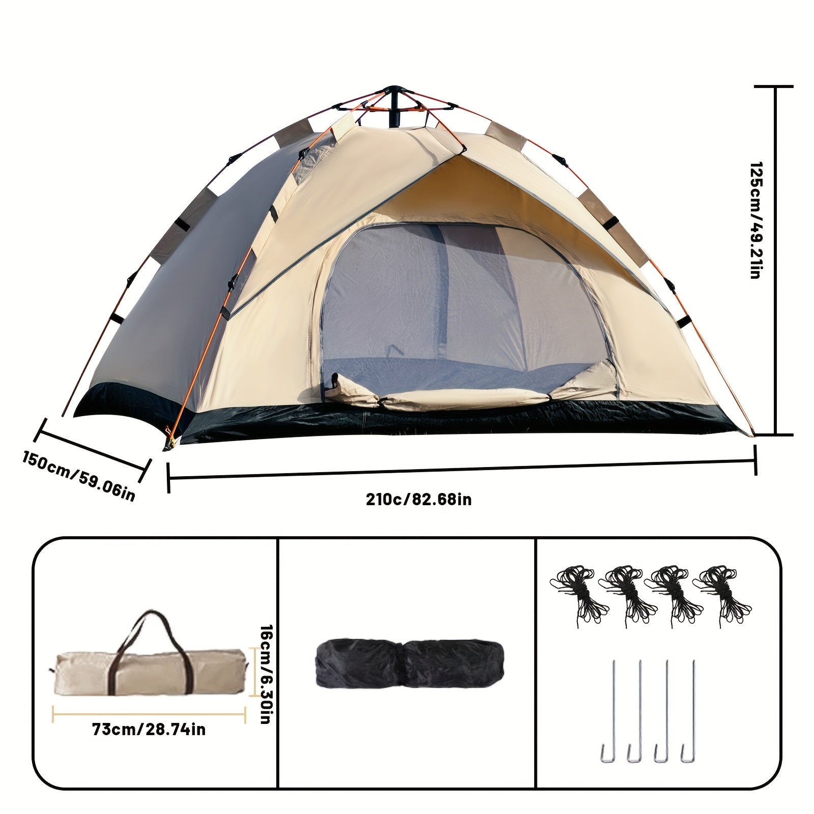 3-4 Personen Instant Pop Up Campingzelt Wasserdicht Schneller Aufbau Outdoor Tragbar