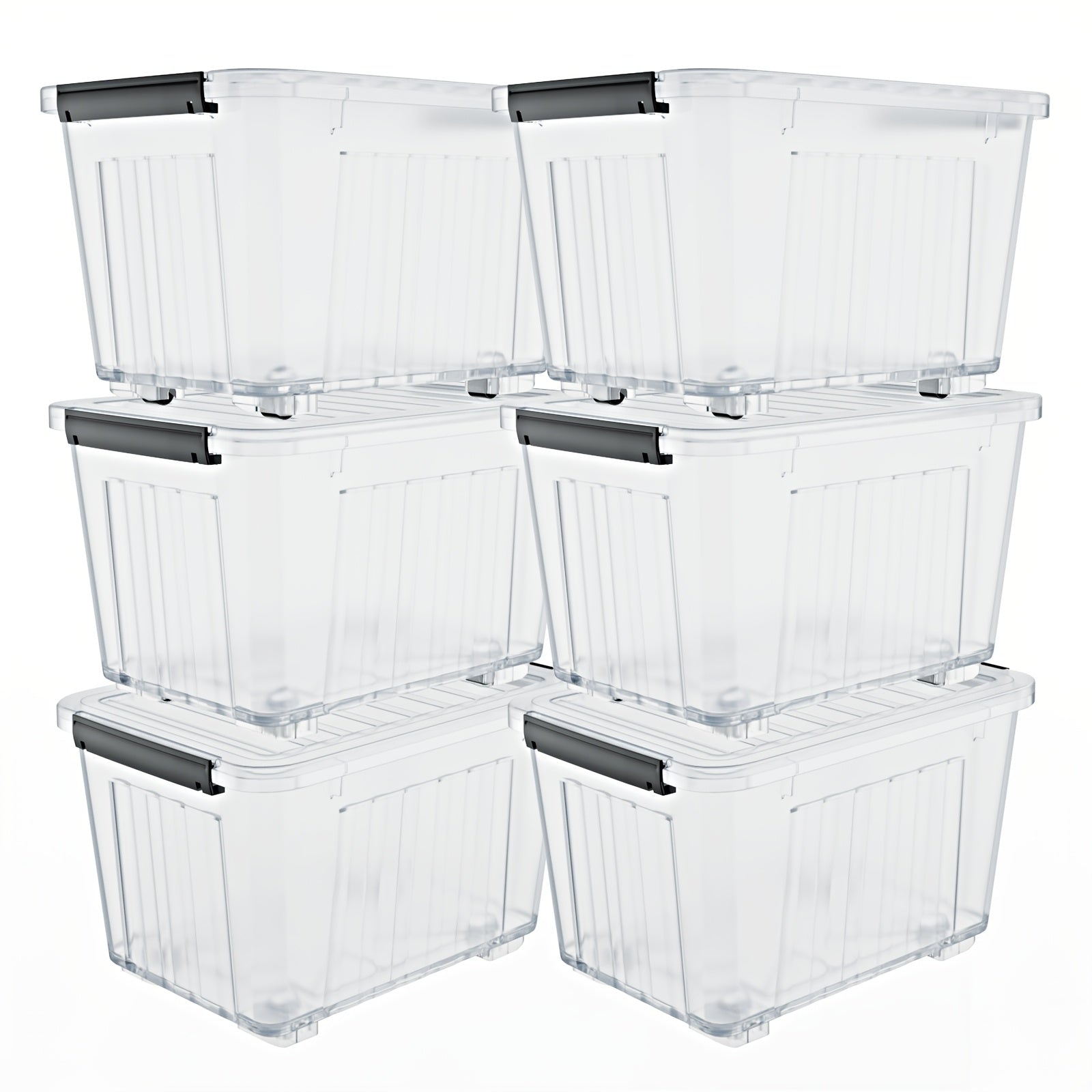 72/97QT Aufbewahrungsbox mit Rollen & Deckel – Stapelbarer Hochleistungs-Organizer 4er-/6er-Pack