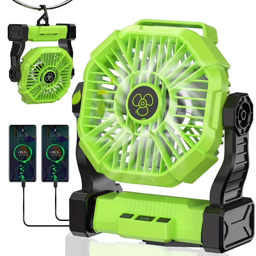 10400 mAh 13 Stunden Wiederaufladbarer Automatischer Oszillierender Camping-Ventilator mit LED und Haken