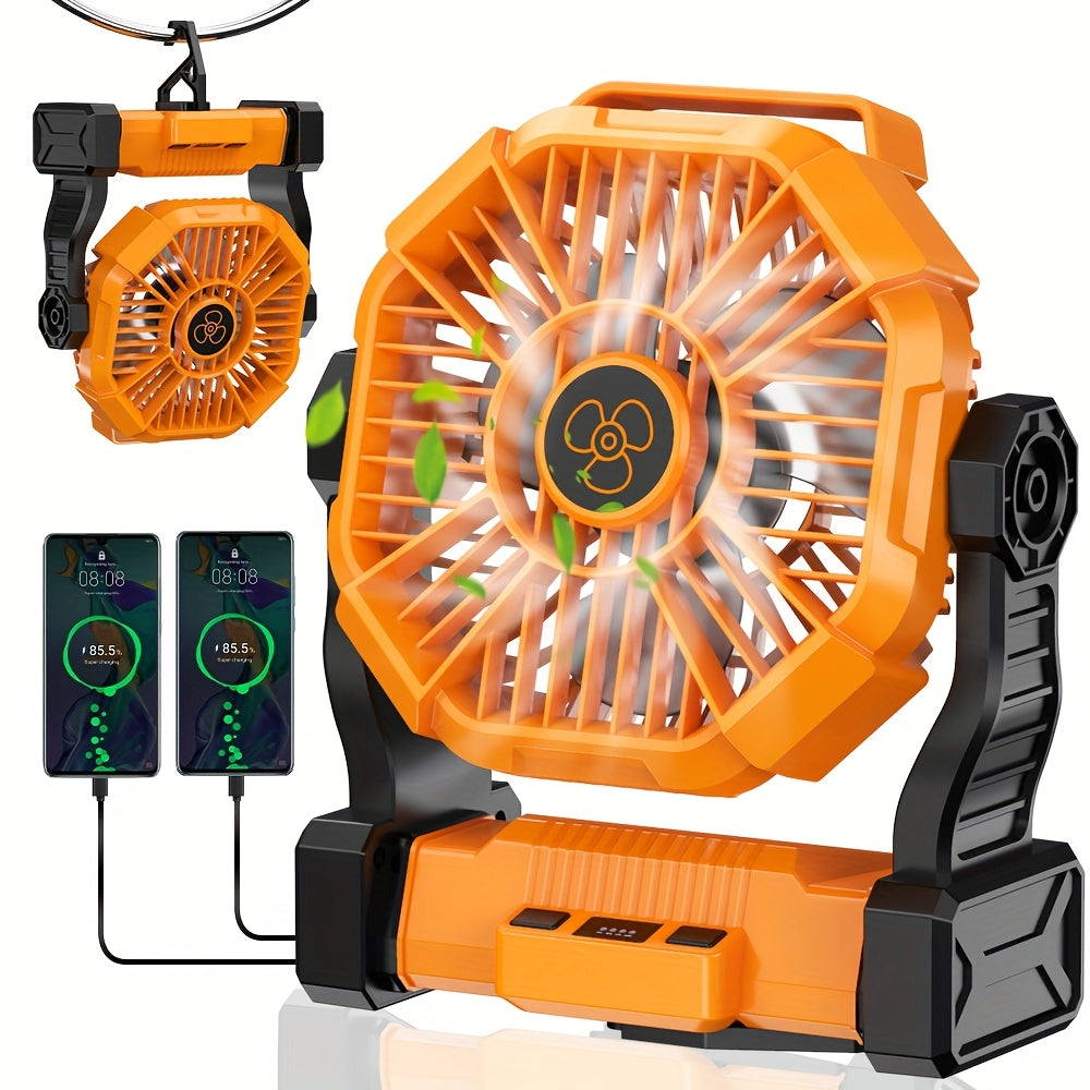 10400 mAh 13 Stunden Wiederaufladbarer Automatischer Oszillierender Camping-Ventilator mit LED und Haken