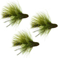3er-Pack Mini Sex Dungeon Streamer Olive - Größe 6 - Gelenk-Forelle Barsch Steelhead Lachs und Barsch Fliegenfischen Fliegen