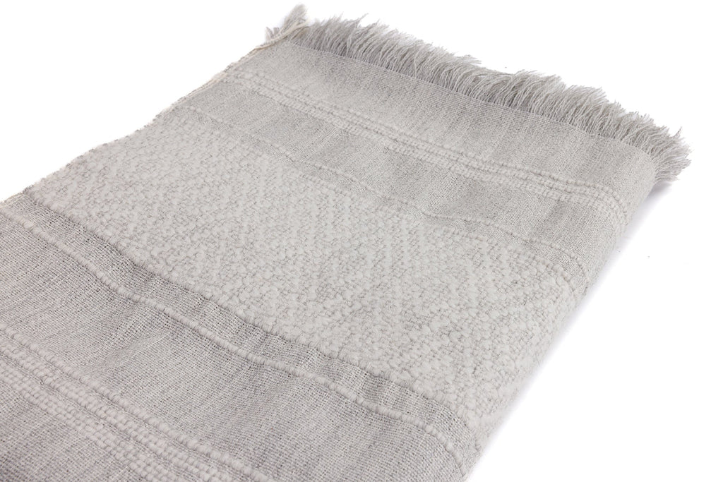 Handloomed Alpaca Throw Blanket From Peru - Gray & Ivory CloudHaven - Allira Collection