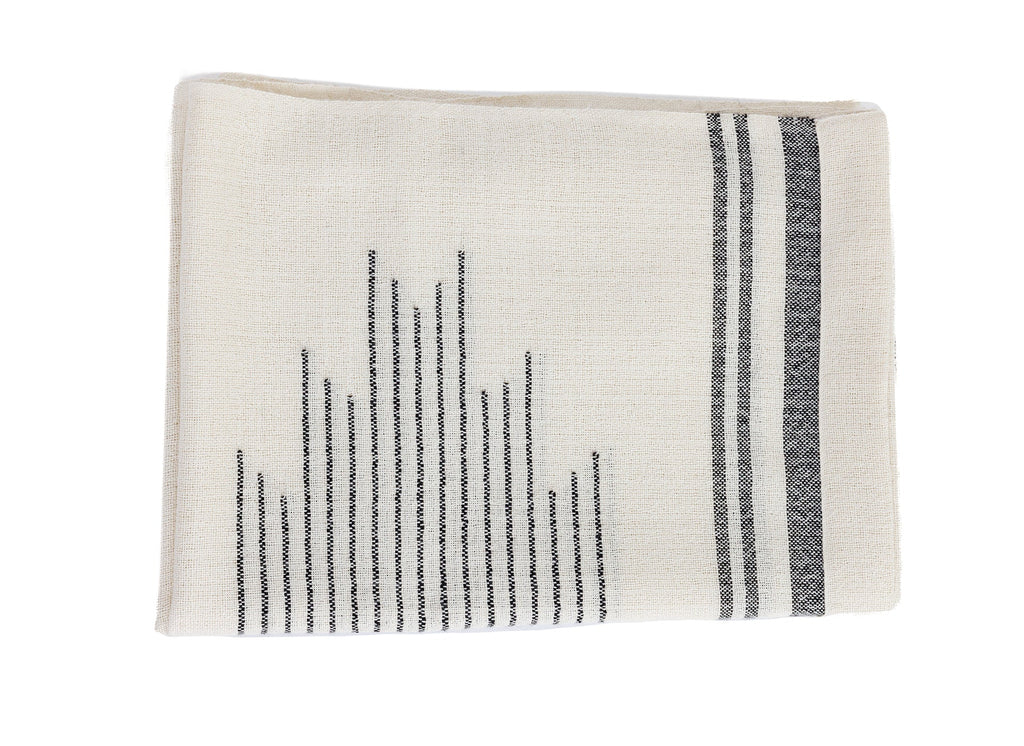 Handloomed 100% Alpaca Throw Blanket from Peru - Ink & Ivory Horizon - Miska Collection