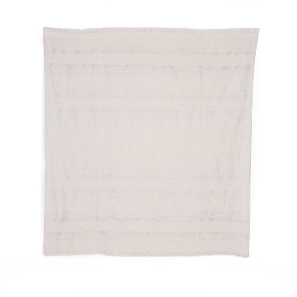 Handgewebte Alpaka-Decke – Silber & Elfenbein Mondnebel – Allira Kollektion
