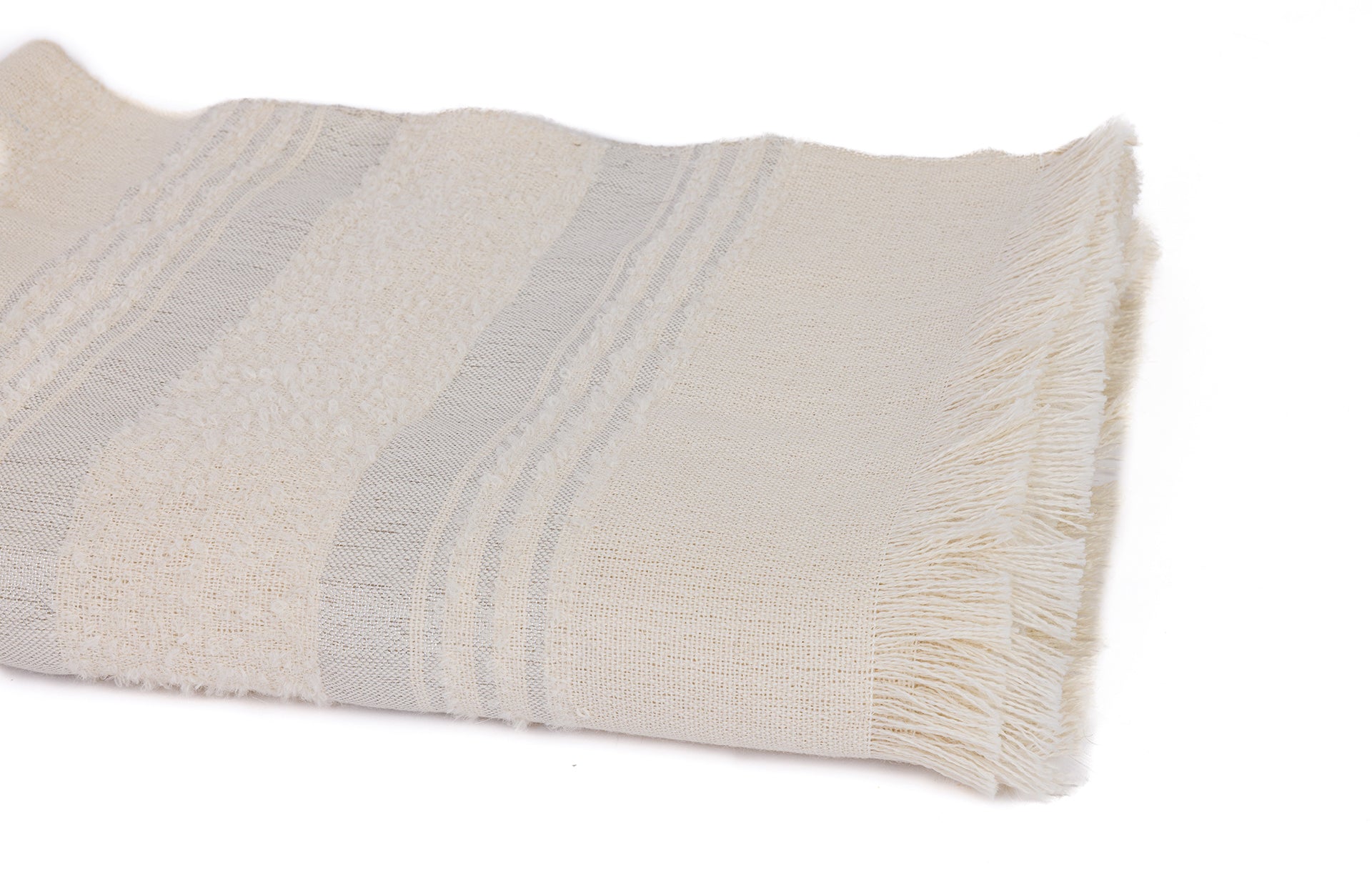 Handgewebte Alpaka-Decke – Silber & Elfenbein Mondnebel – Allira Kollektion