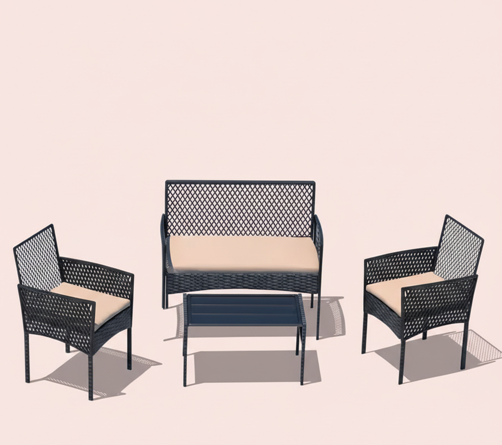 4-teiliges Outdoor-Terrassenmöbel-Set – Rattan-Geflechtsofa – mehrere Stile