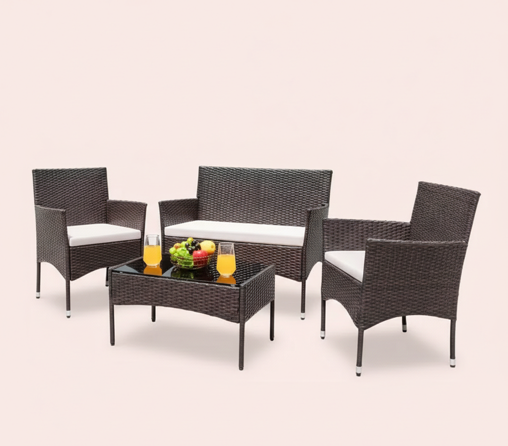 4-teiliges Outdoor-Terrassenmöbel-Set – Rattan-Geflechtsofa – mehrere Stile
