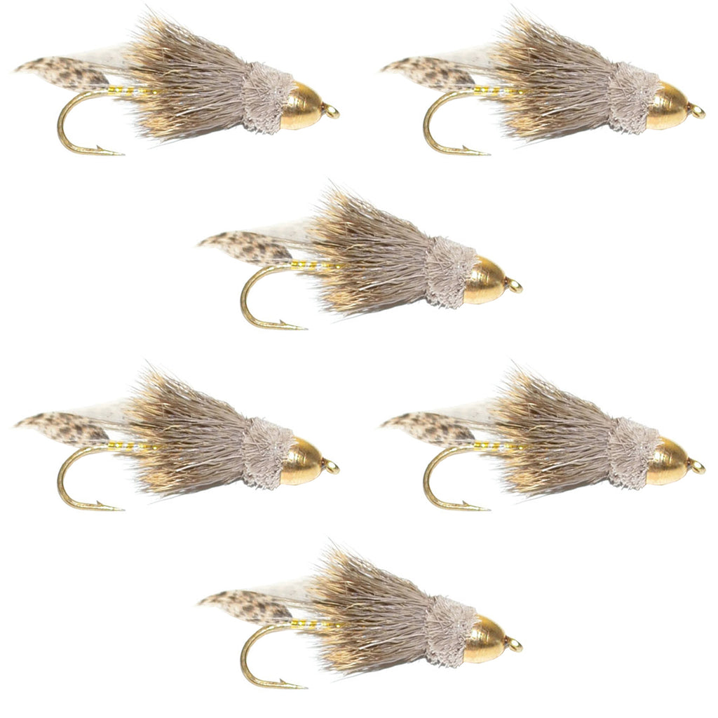 Cone Head Muddler Minnow Trout and Bass Streamer Fly - 6 Flies Size 4