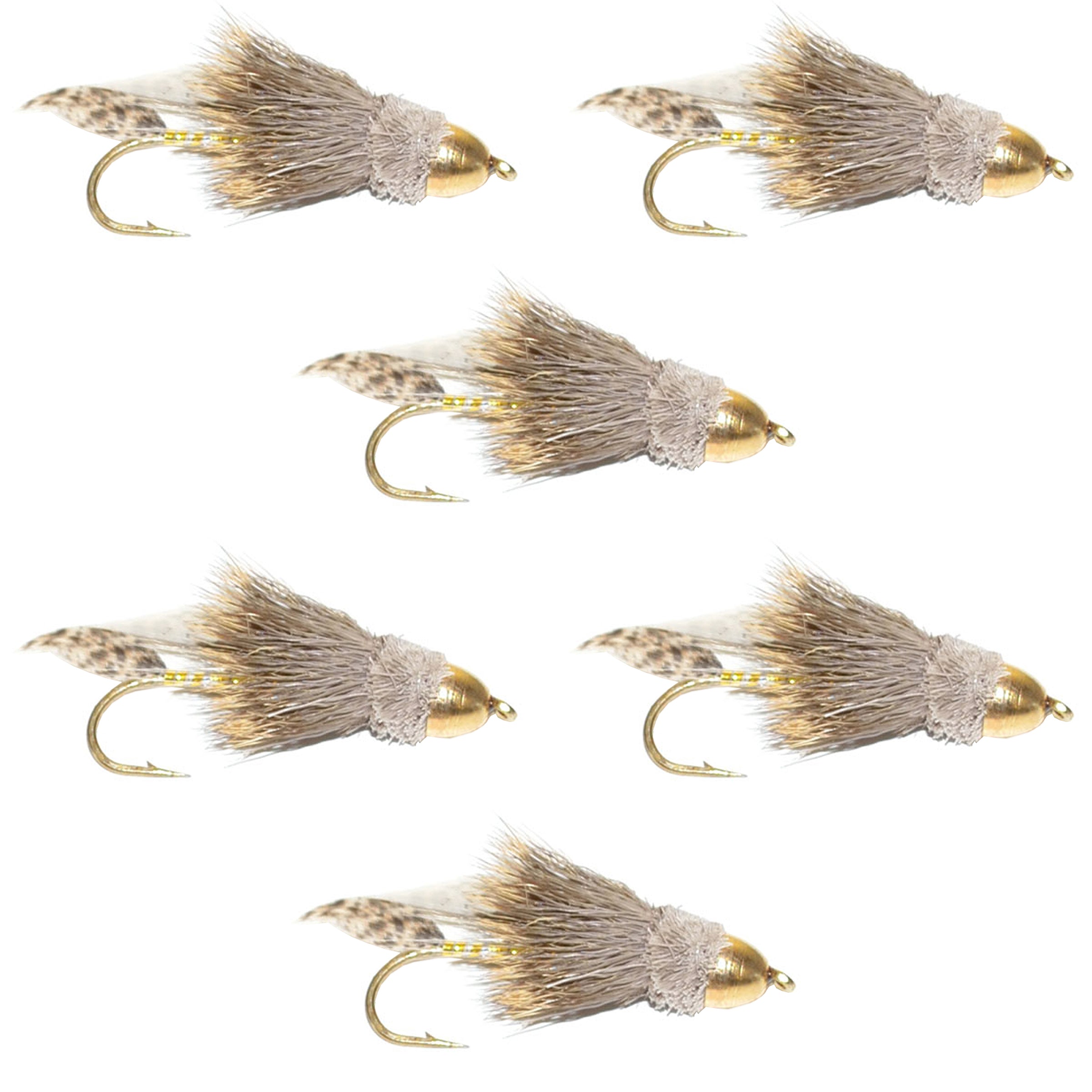 Cone Head Muddler Minnow Trout and Bass Streamer Fly - 6 Flies Size 4