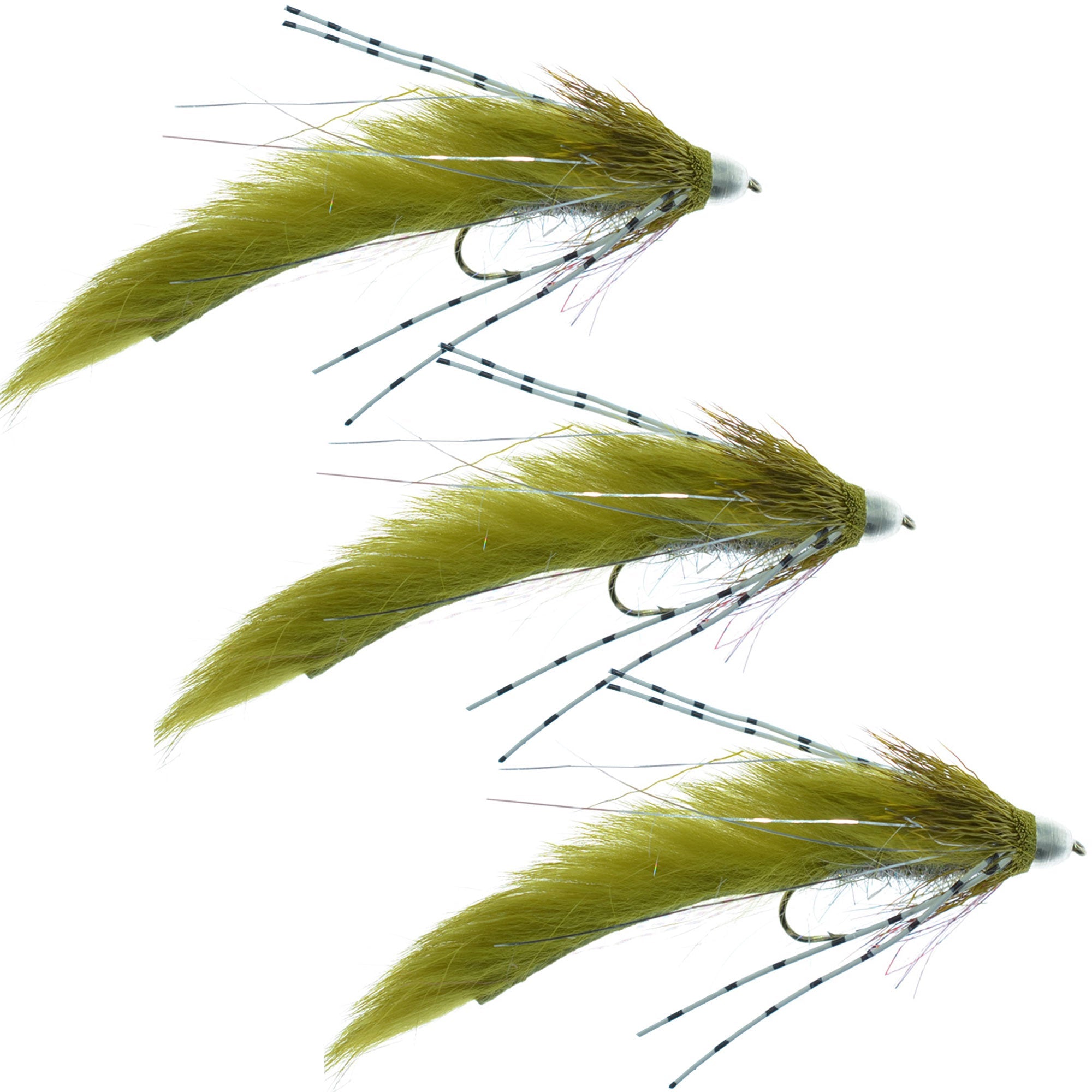 3er-Pack Cone Head Muddy Buddy Streamer – Olive – Größe 4