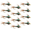 Wolfram-Bead-Head-Flashback-Fasanenschwanz-Nymphe 1 Dutzend Fliegen Größe 18