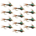 Wolframkopf-Flashback-Fasanenschwanz-Nymphe, 1 Dutzend Fliegen, Größe 10