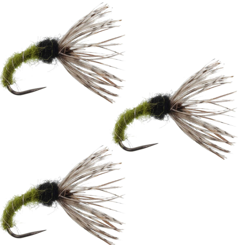 3er-Pack Olive Zebra Sakasa Kebari – Tenkara-Fliegen – Größe 12