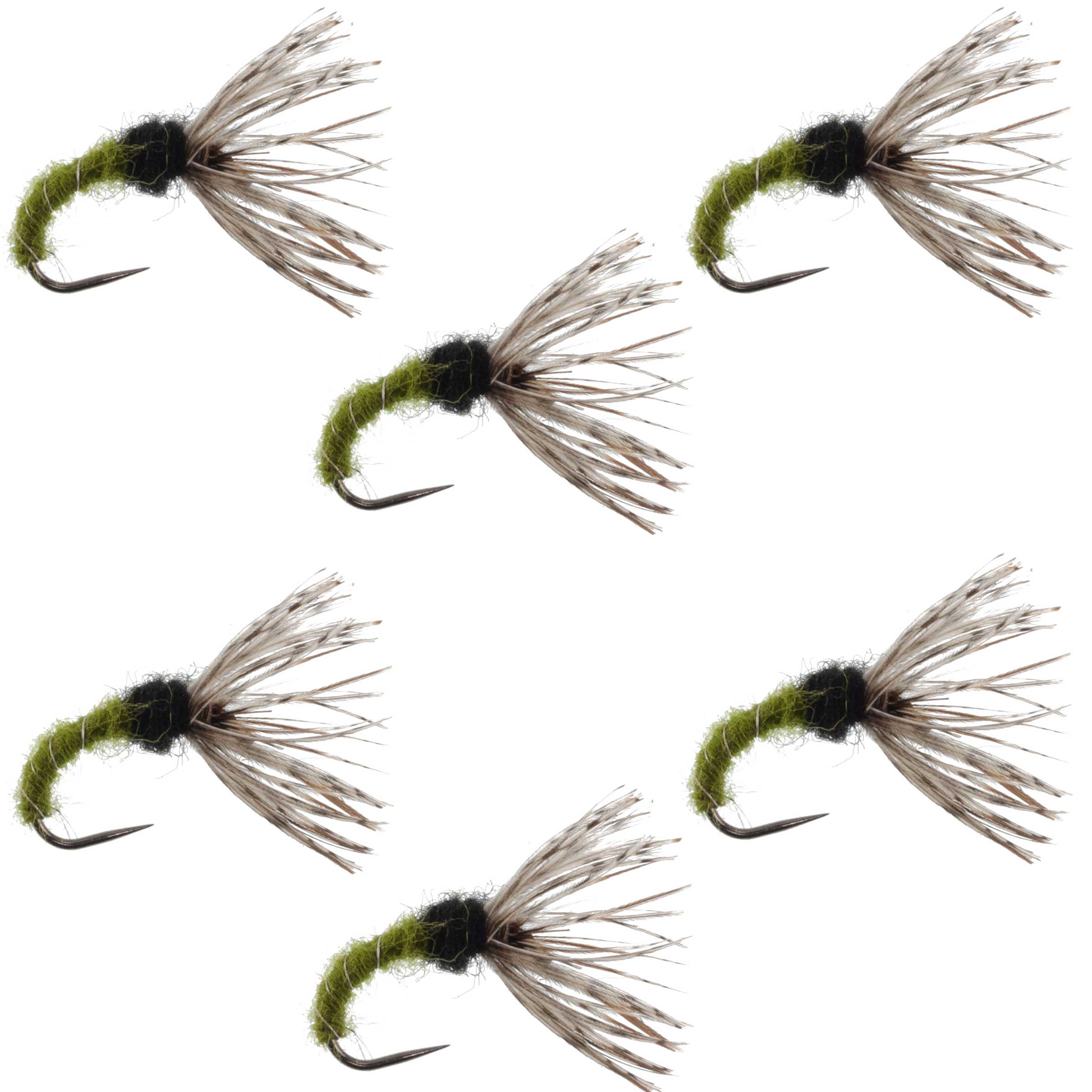Olive Zebra Sakasa Kebari – 6 Tenkara-Fliegen – Größe 12