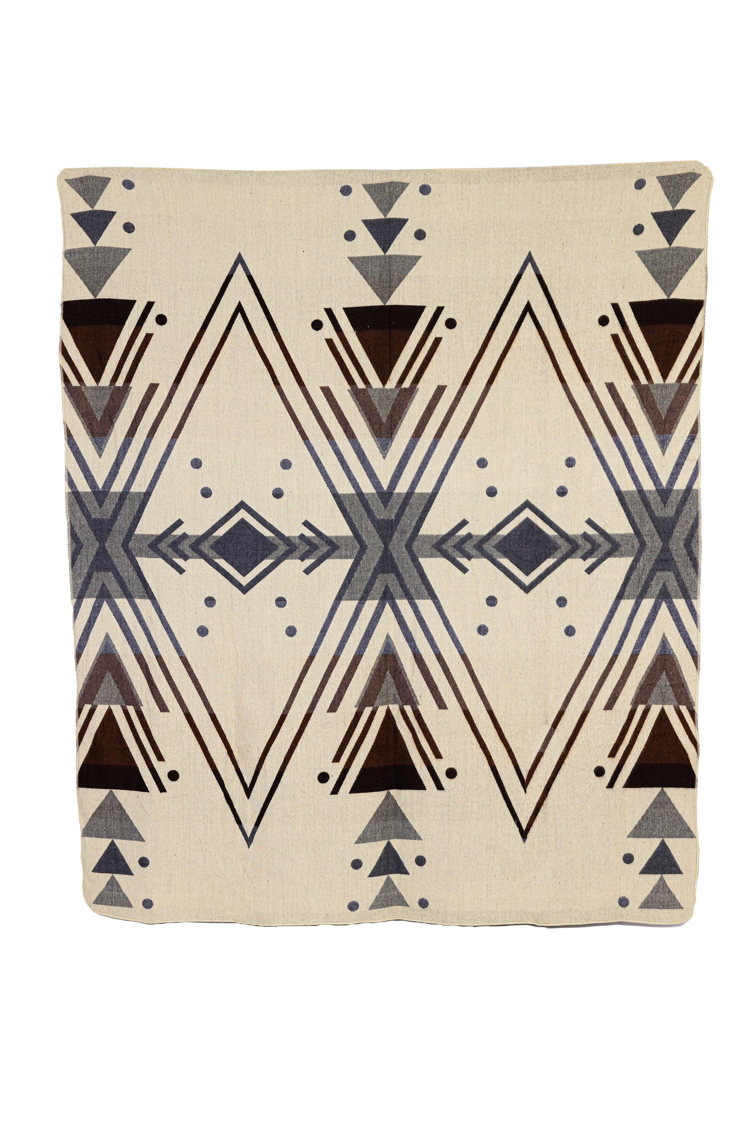 Handwoven Reversible Chevron Gray Brown Red & Cream Alpaca Throw - Yachana Collection