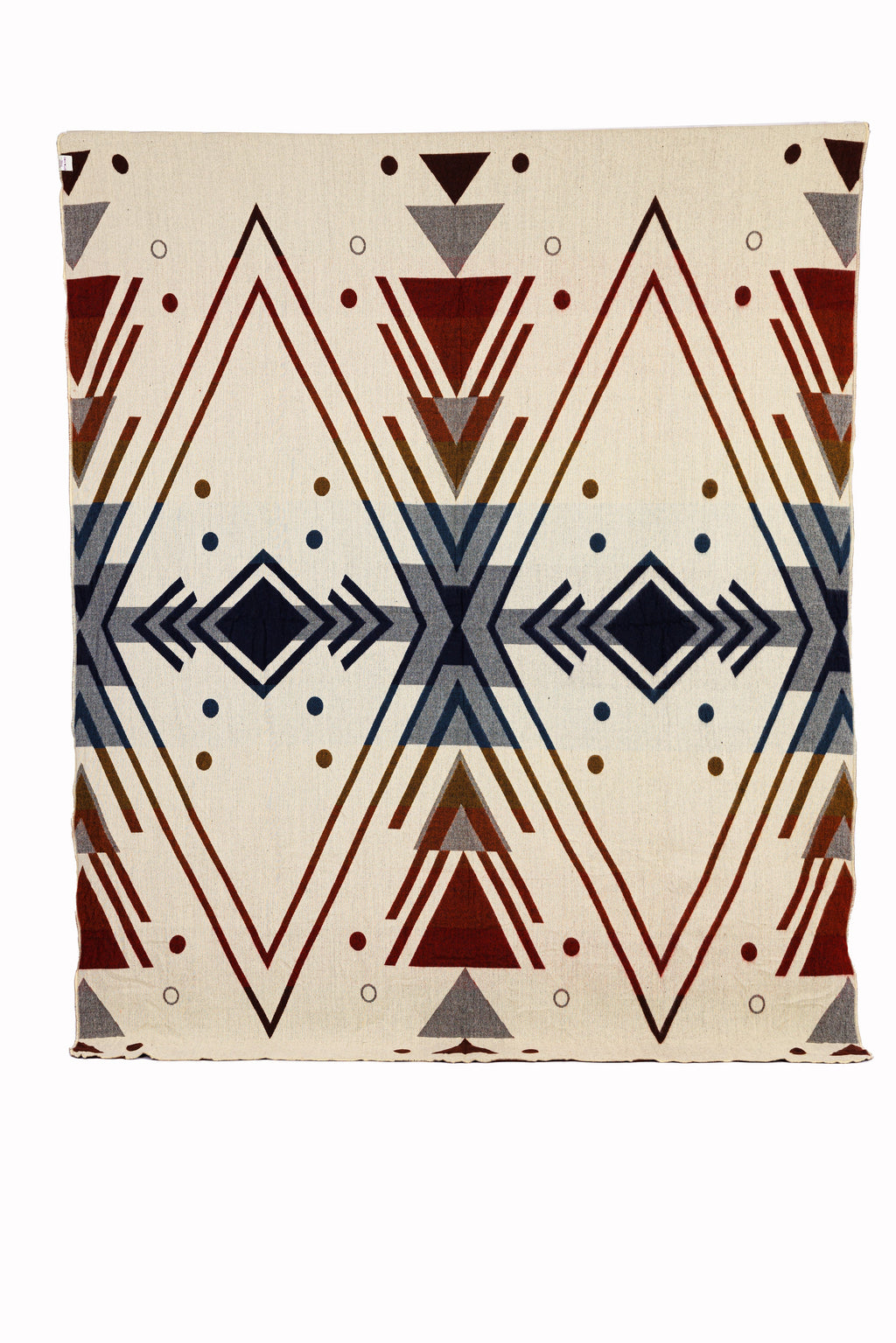 Handgewebte Wende-Alpakadecke mit Chevron-Muster in Rot, Blau, Pfirsich & Braun – Yachana Kollektion