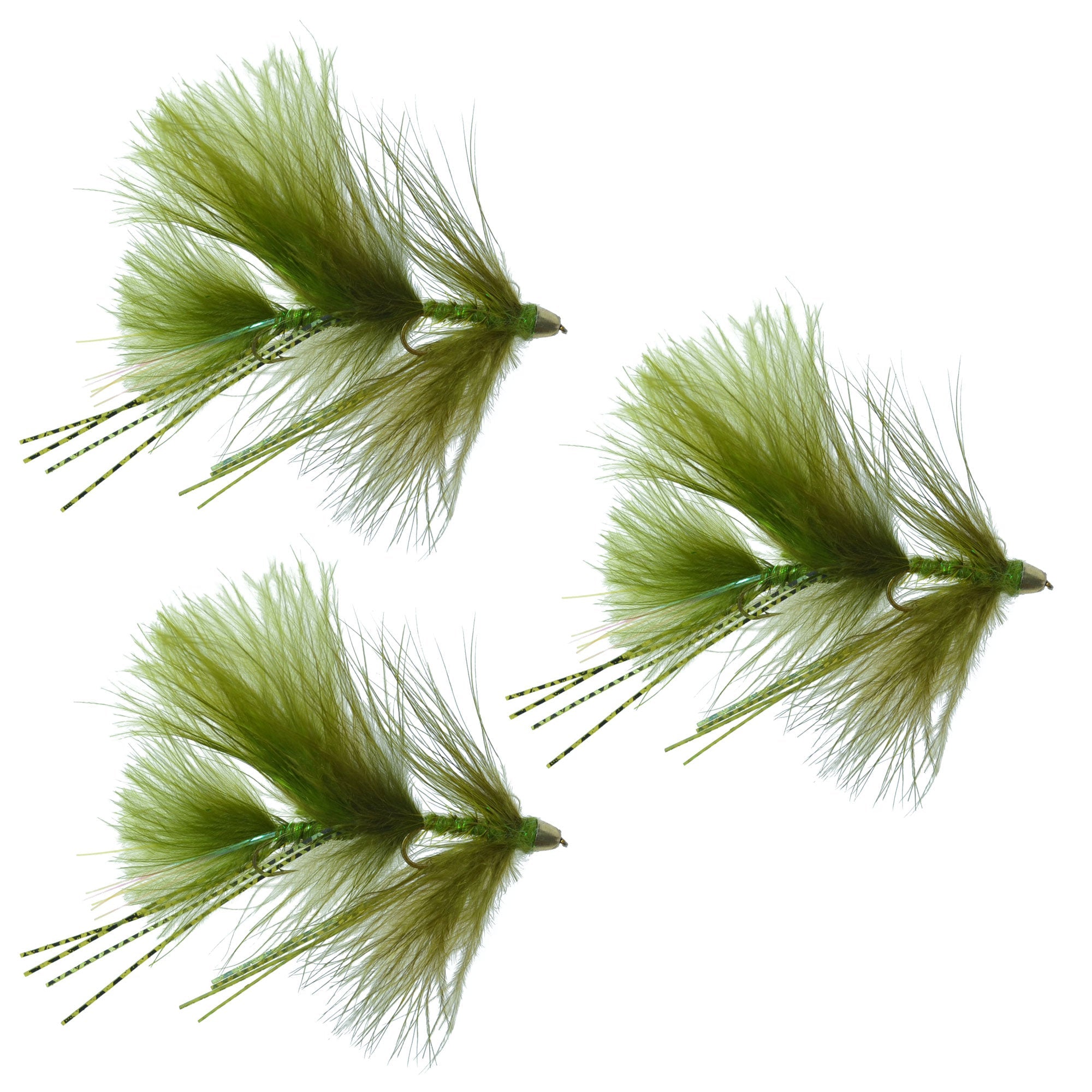 3 Pack Circus Peanut Envy Articulated Streamers Olive - Size 6