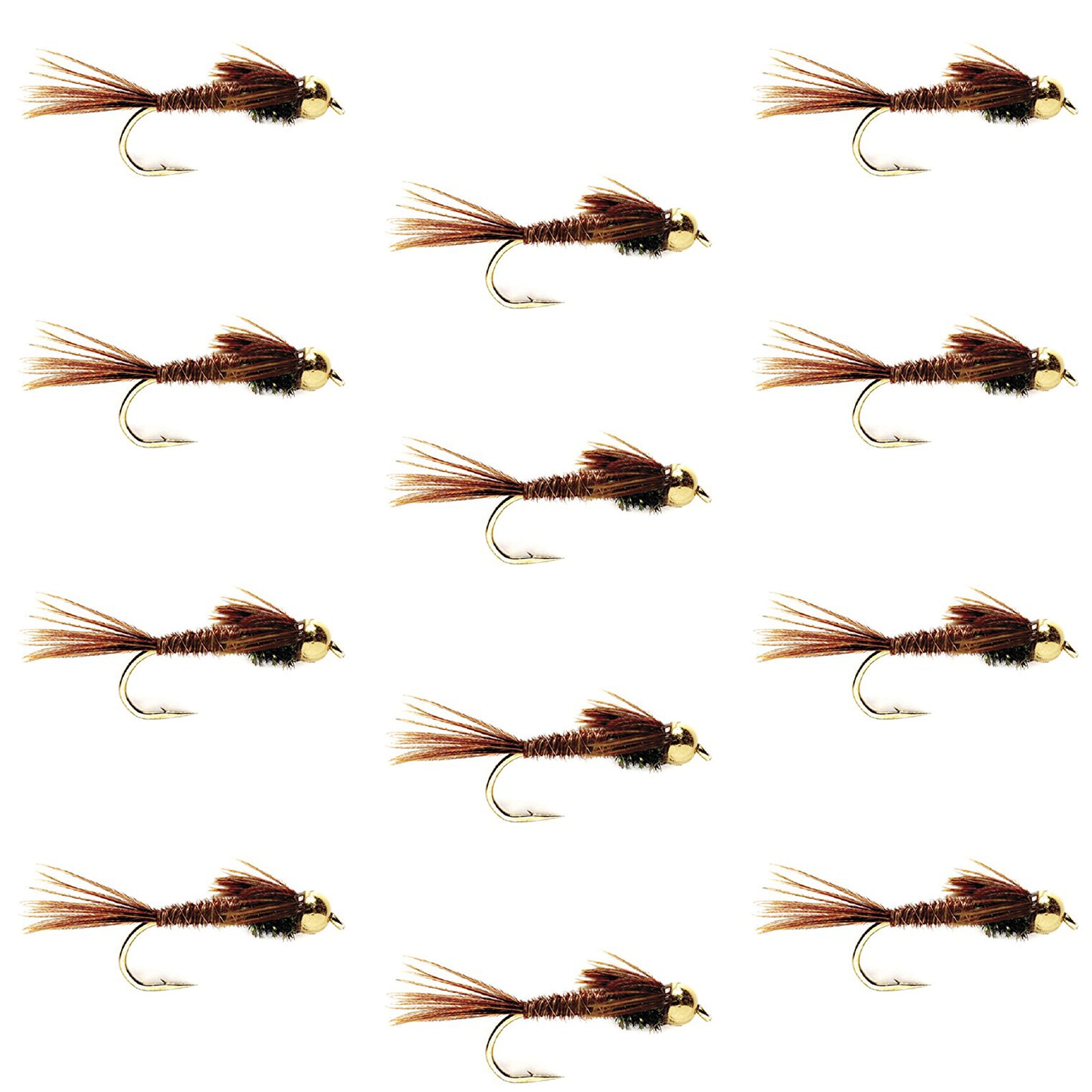 Goldkopf-Fasanenschwanz-Nymphen 1 Dutzend Fliegen zum Fliegenfischen Größe 10