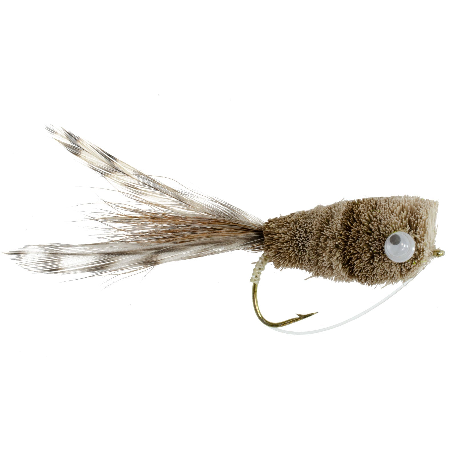 Natürliche Hirschhaare und Grizzly Bass Popper 6 Fliegen Hakengröße 8 Bass Fliegenfischen Bug Wide Gape Bass Haken mit Krautschutz