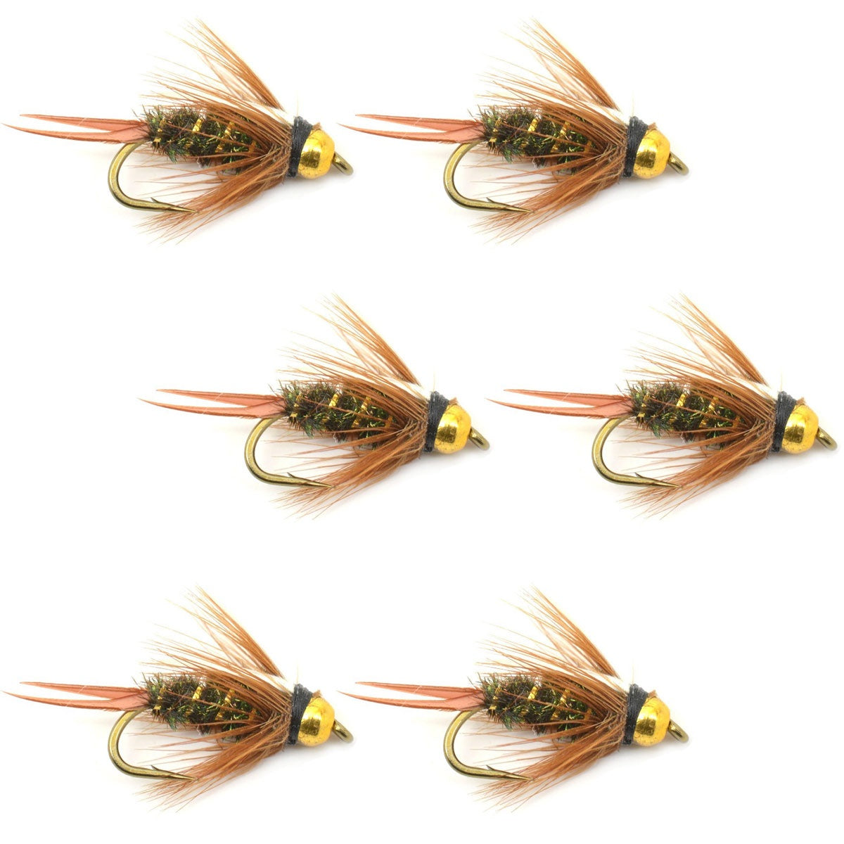 Fliegen zum Fliegenfischen – Bead Head Prince Nymph – Set aus 6 nassen Forellenfliegen