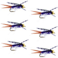 Bead Head Purple Batman Rubber Legs Nymph Fly - 6 Flies Hook Size 16
