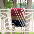Handgewebte Wende-Alpakadecke mit Chevron-Muster in Rot, Blau, Pfirsich & Braun – Yachana Kollektion