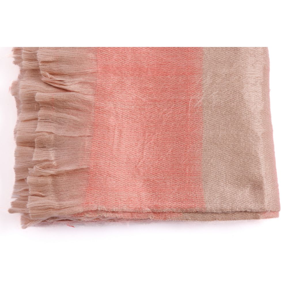 Handgewebte Alpaka-Decke aus Ecuador – Faded Coral mit Fransen – Kallpa-Kollektion