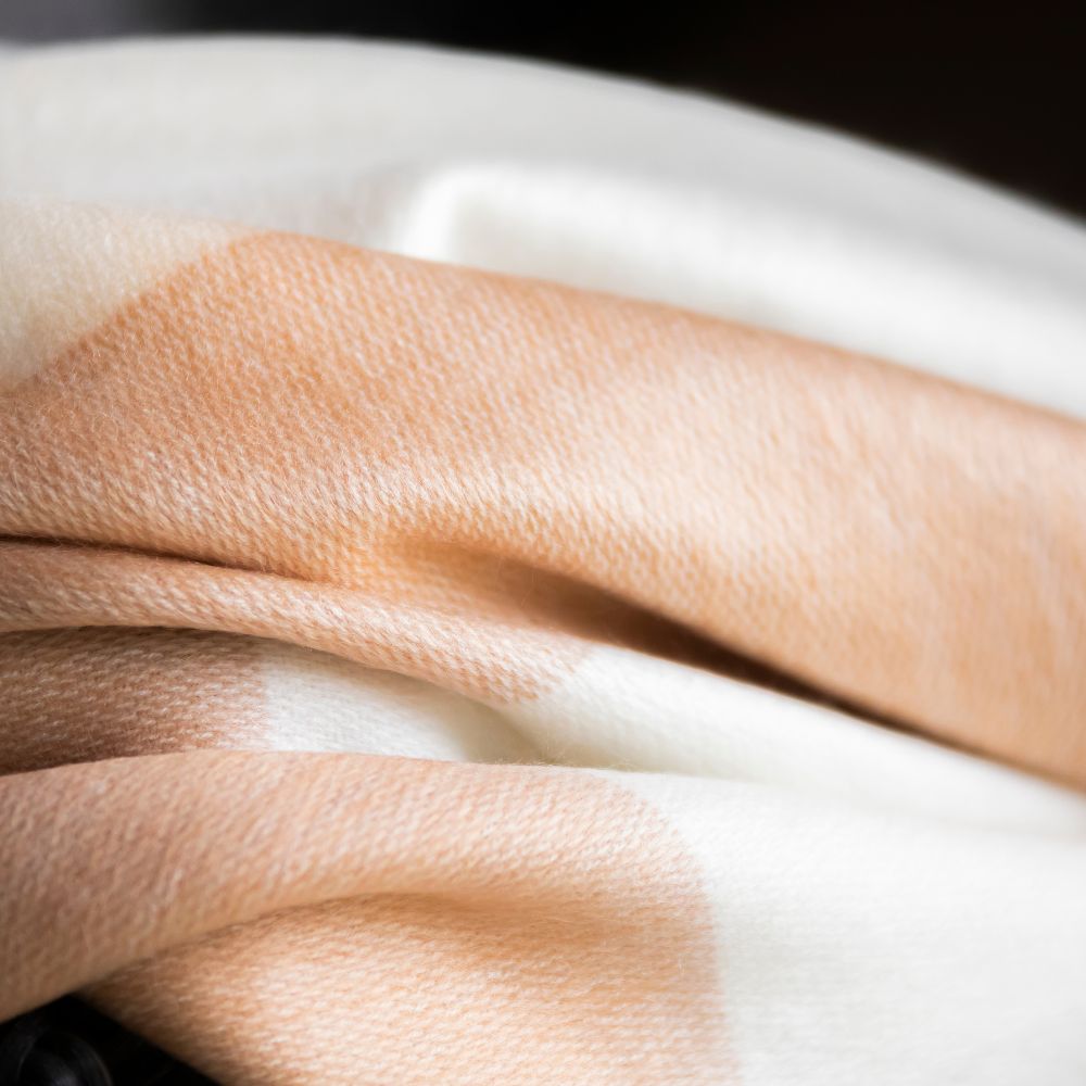 Handwoven Alpaca Throw Blanket From Ecuador -  Apricot Mist - Kallpa Collection
