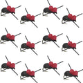 Widerhakenlose Red Top Black Foam Käferlandinsekten-Trockenfliegen zum Forellenangeln – 1 Dutzend Fliegen Größe 14