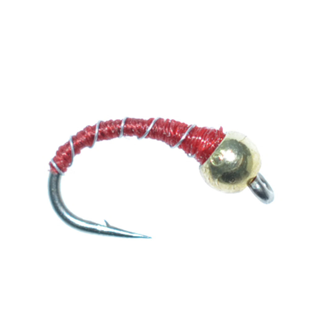 Bead Head Red Zebra Midge Still Water Nymphe 1 Dutzend Fliegen Hakengröße 16