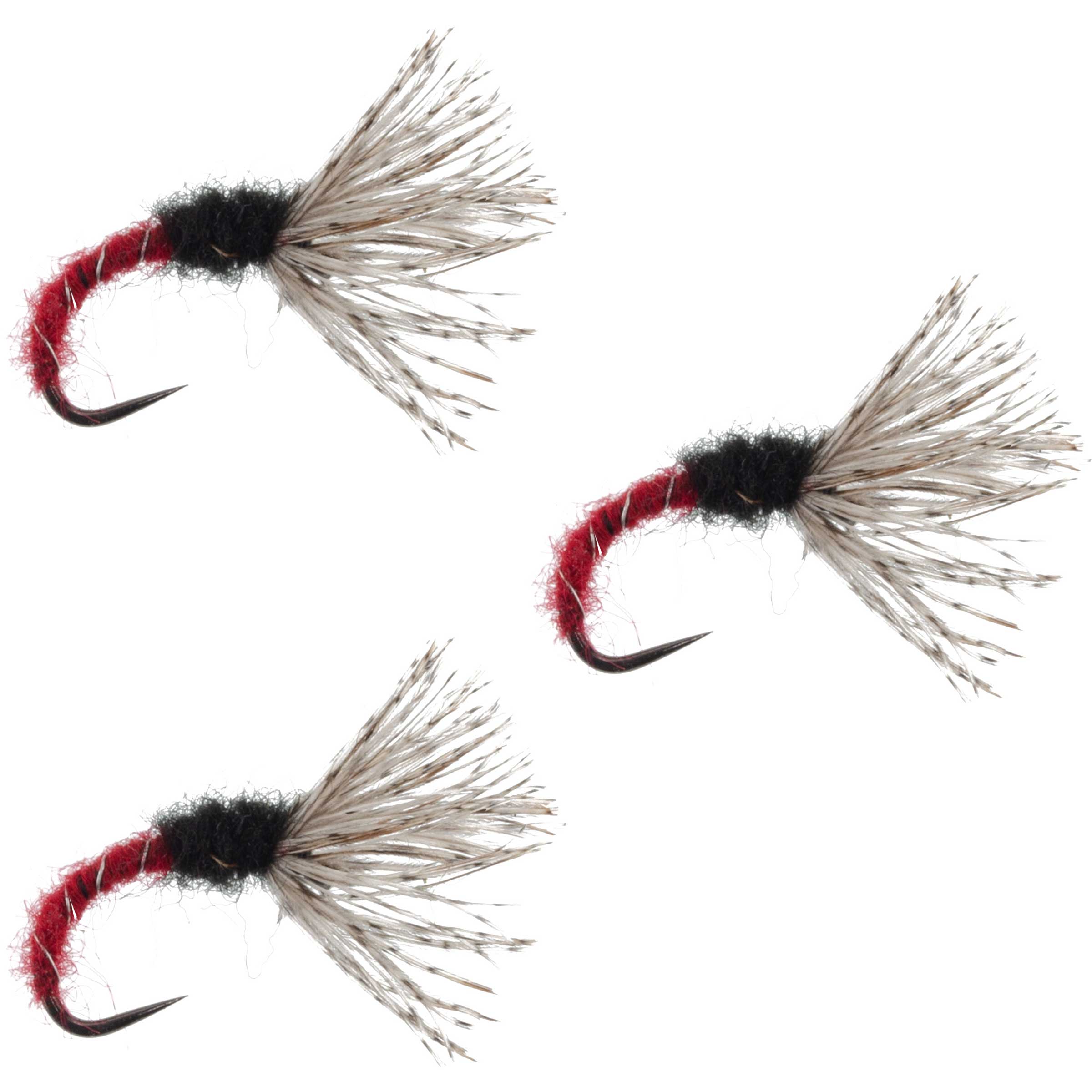 3er-Pack Roter Zebra Sakasa Kebari - Tenkara-Fliegen - Größe 16